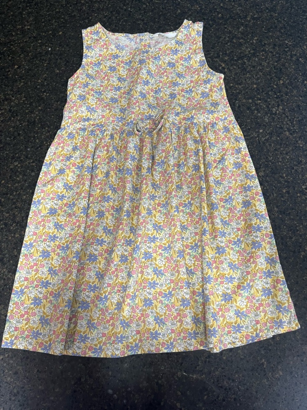 H&M Yellow Cream Pink Blue Cotton Floral Sleeveless Little Girls Dress Pleats
